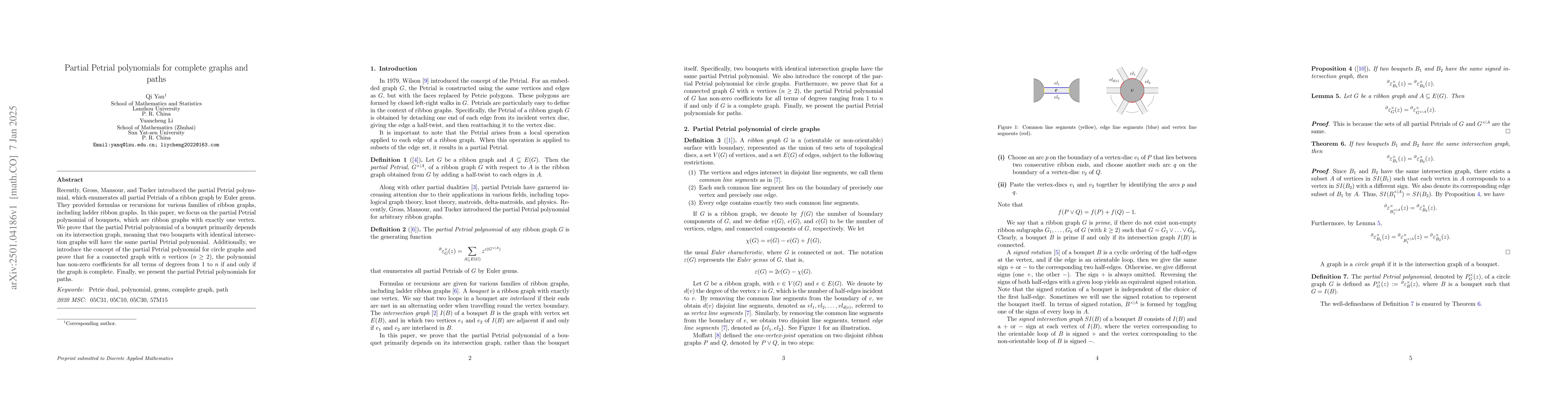 Thumbnail for Partial Petrial polynomials for complete graphs and paths