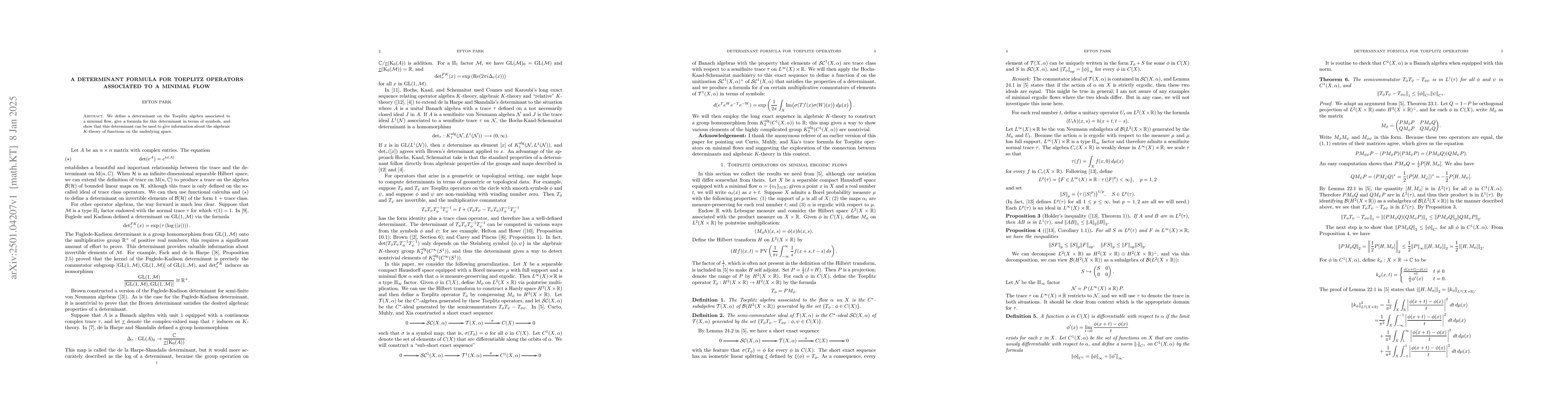 Thumbnail for A determinant formula for Toeplitz operators associated to a minimal
  flow