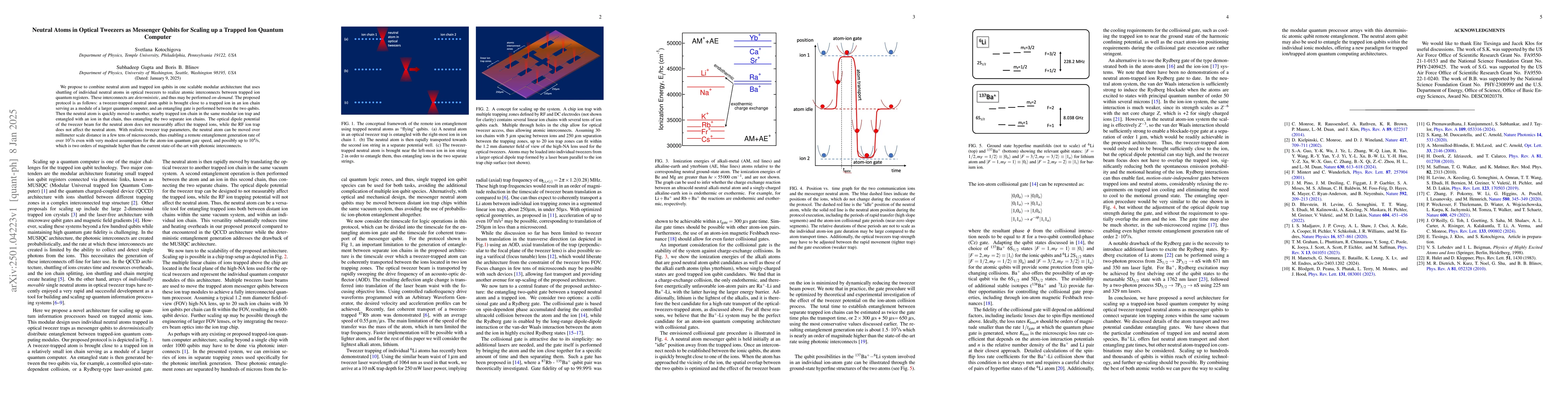 Thumbnail for Neutral Atoms in Optical Tweezers as Messenger Qubits for Scaling up a
  Trapped Ion Quantum Computer