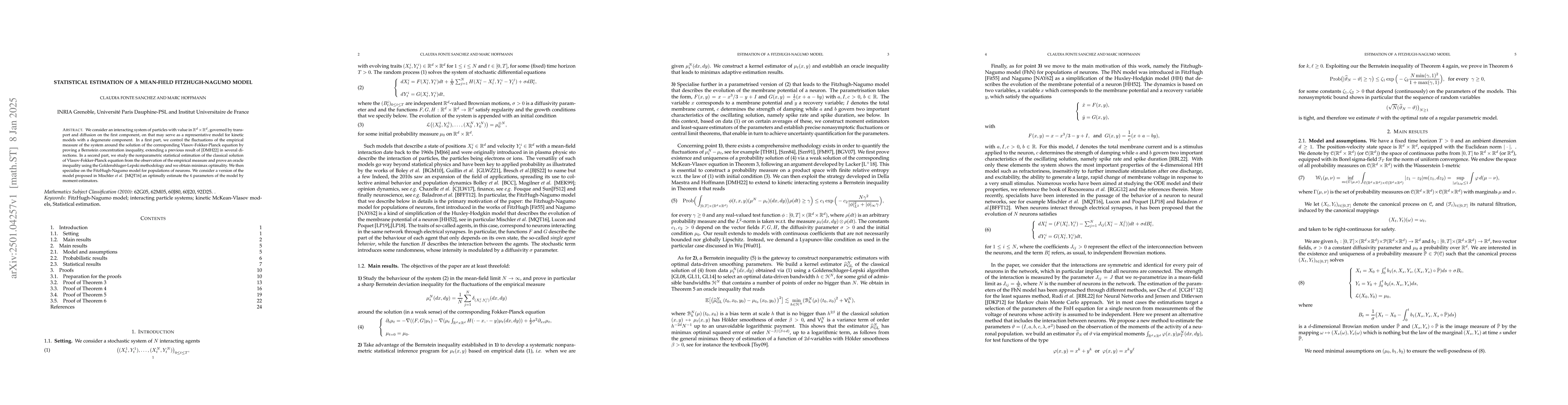 Thumbnail for Statistical estimation of a mean-field FitzHugh-Nagumo model