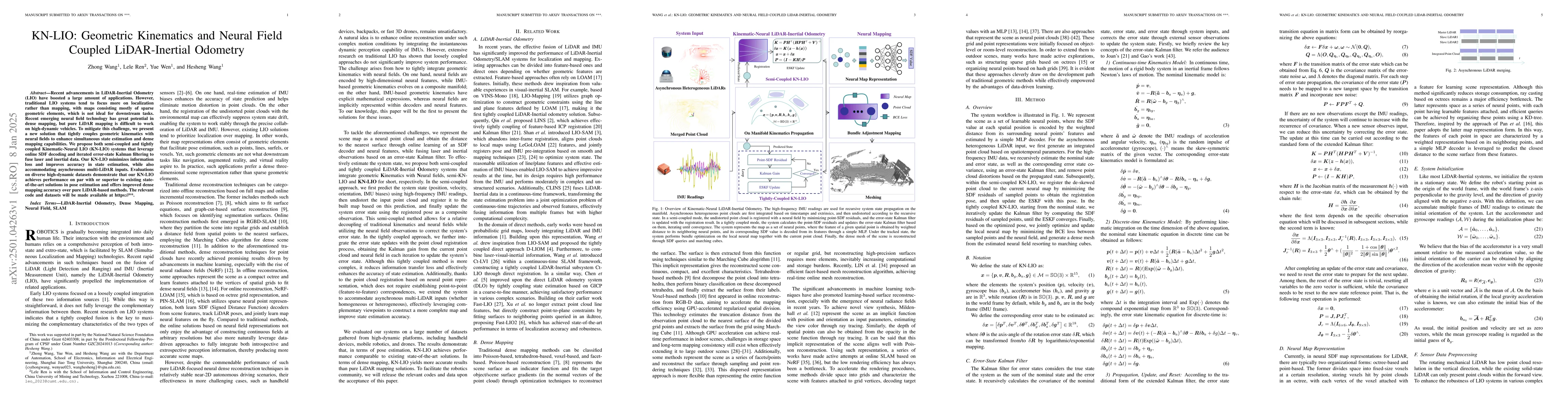 Thumbnail for KN-LIO: Geometric Kinematics and Neural Field Coupled LiDAR-Inertial
  Odometry