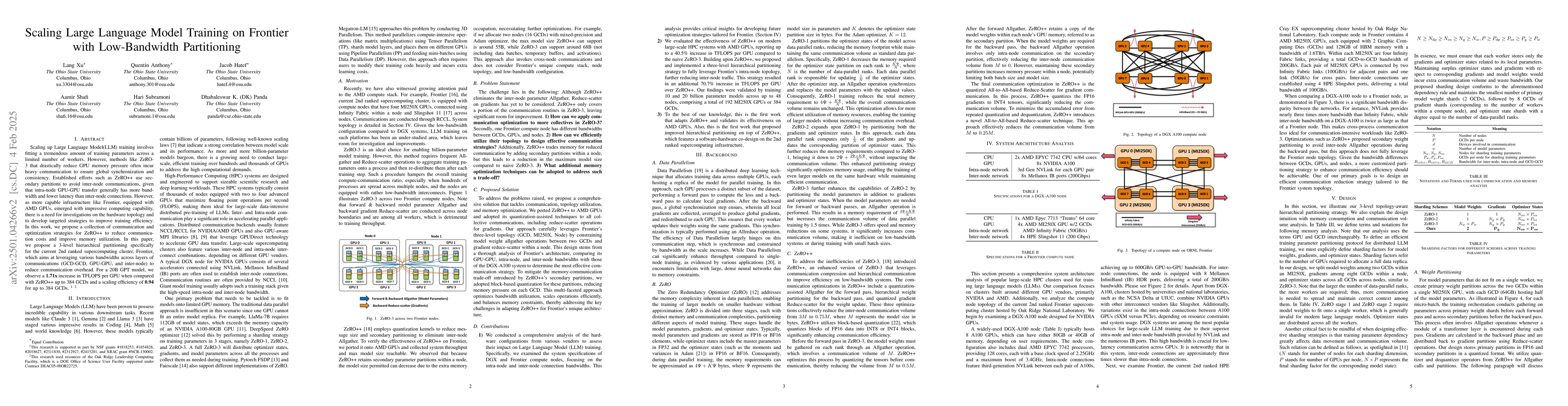 Thumbnail for Scaling Large Language Model Training on Frontier with Low-Bandwidth
  Partitioning