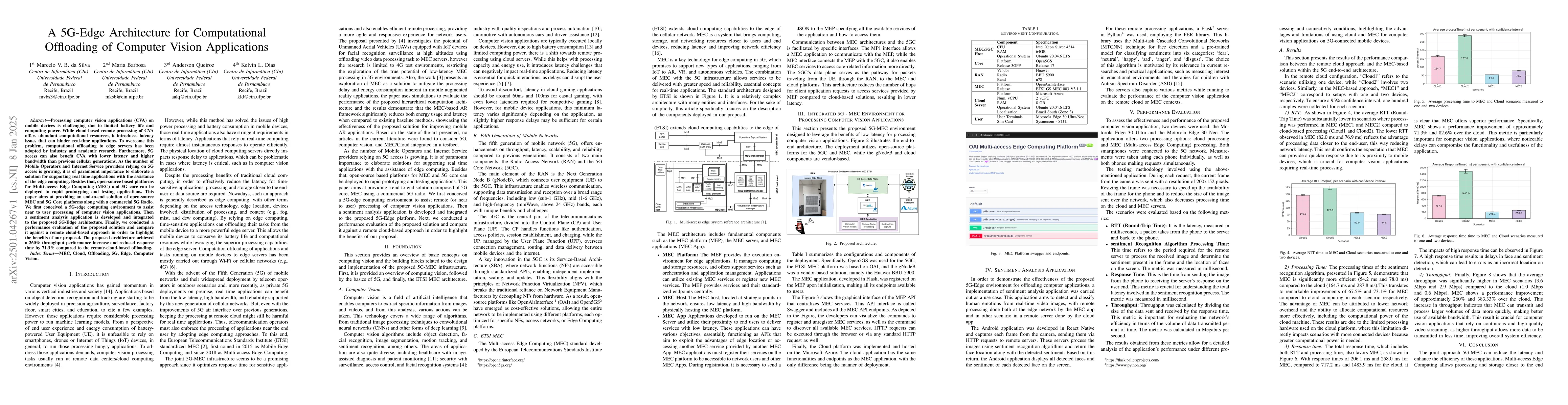 Thumbnail for A 5G-Edge Architecture for Computational Offloading of Computer Vision
  Applications