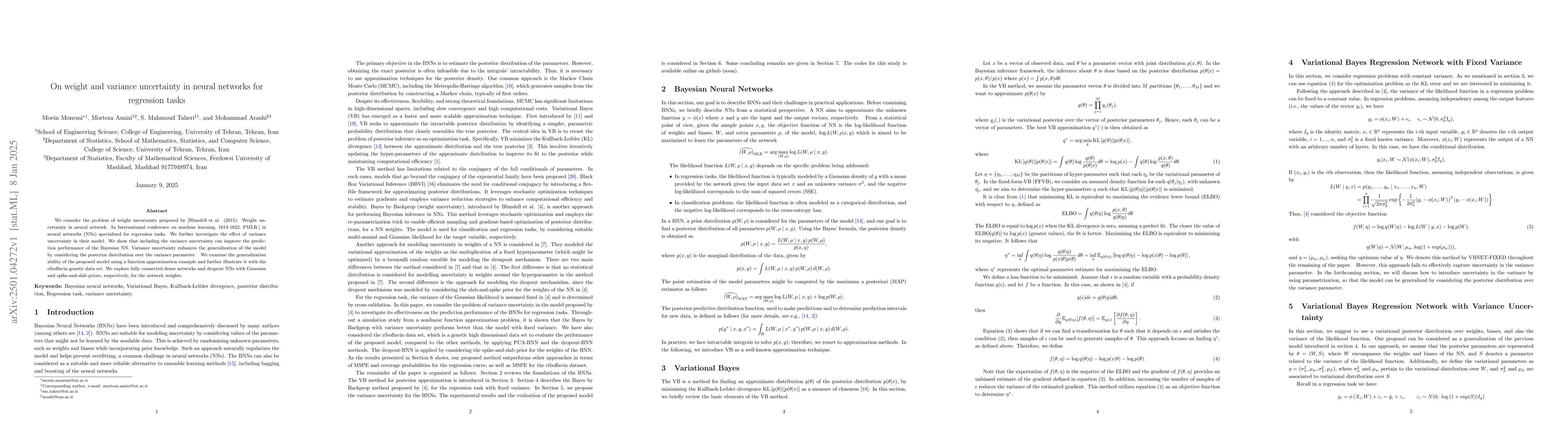 Thumbnail for On weight and variance uncertainty in neural networks for regression
  tasks