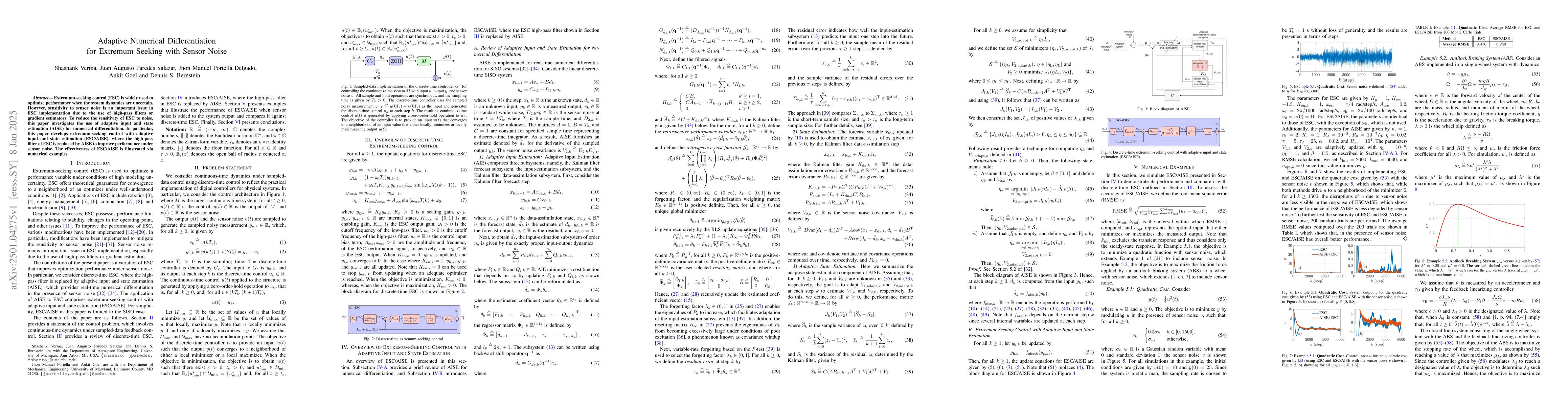 Thumbnail for Adaptive Numerical Differentiation for Extremum Seeking with Sensor
  Noise
