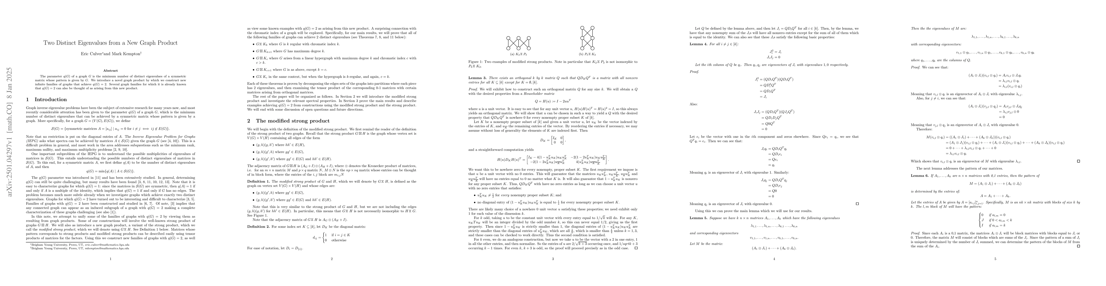 Thumbnail for Two Distinct Eigenvalues from a New Graph Product