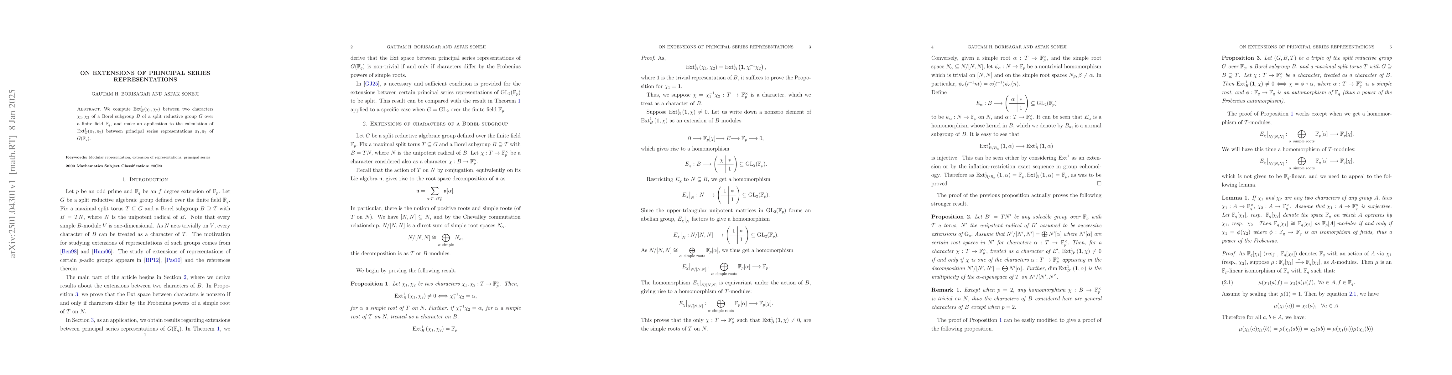 Thumbnail for On extensions of principal series representations