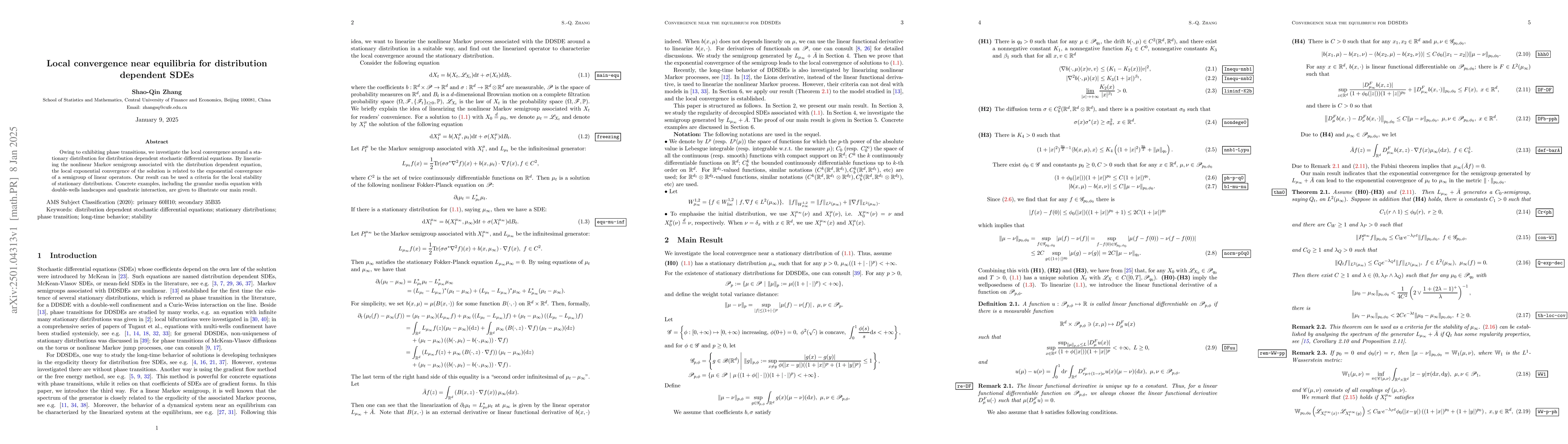 Thumbnail for Local convergence near equilibria for distribution dependent SDEs