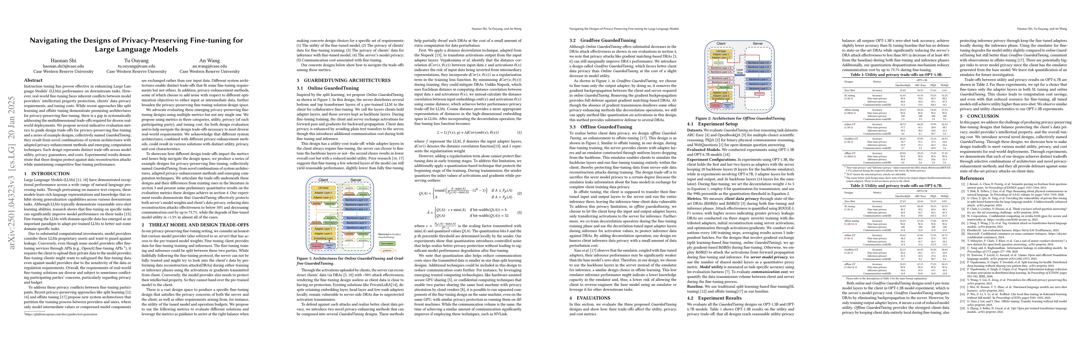 Thumbnail for Navigating the Designs of Privacy-Preserving Fine-tuning for Large
  Language Models