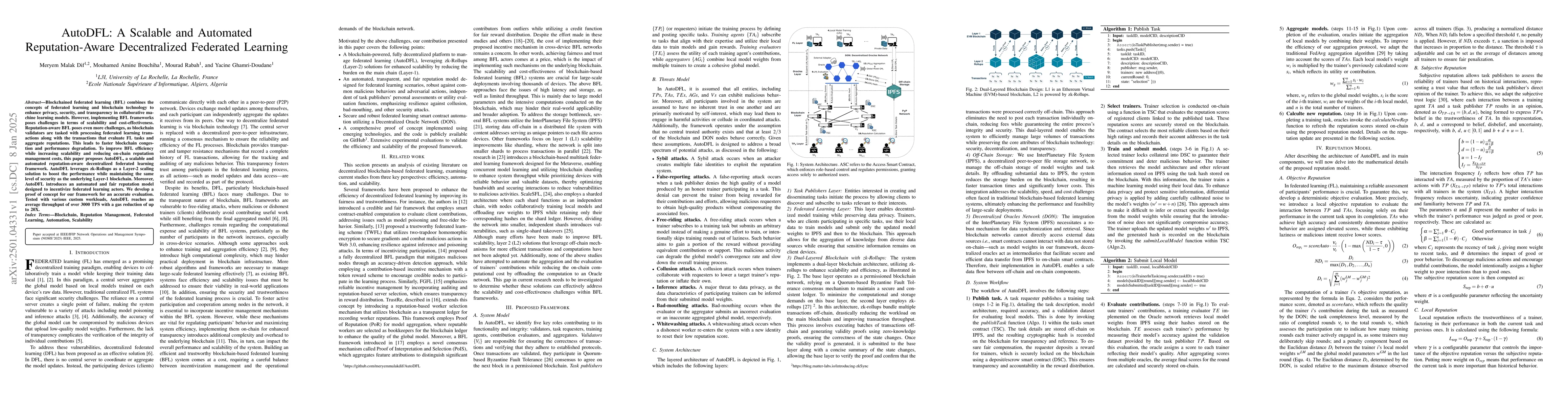 Thumbnail for AutoDFL: A Scalable and Automated Reputation-Aware Decentralized
  Federated Learning