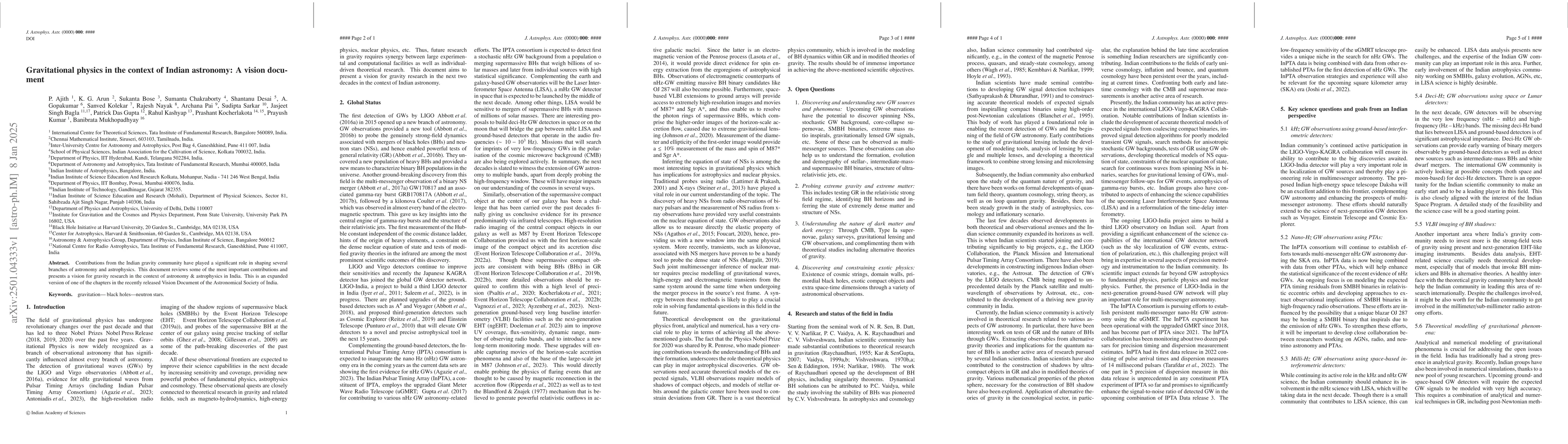 Thumbnail for Gravitational physics in the context of Indian astronomy: A vision
  document