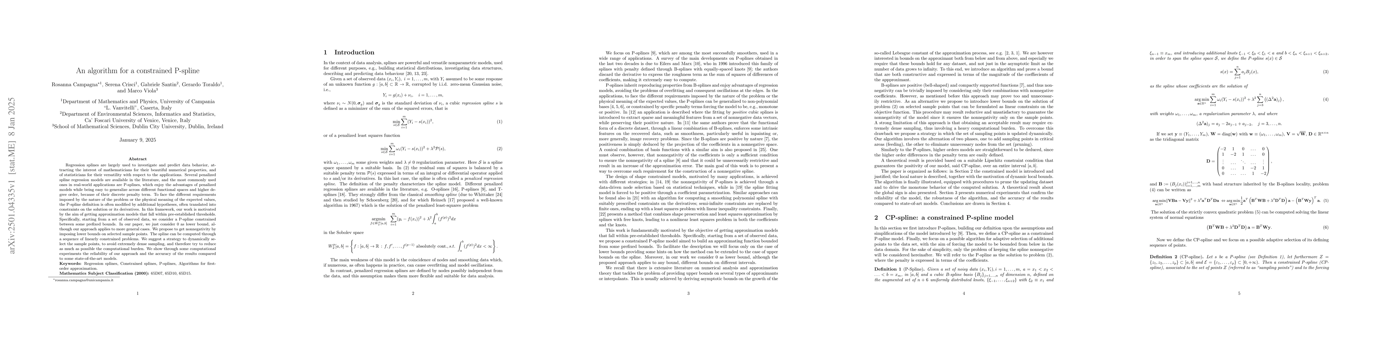 Thumbnail for An algorithm for a constrained P-spline
