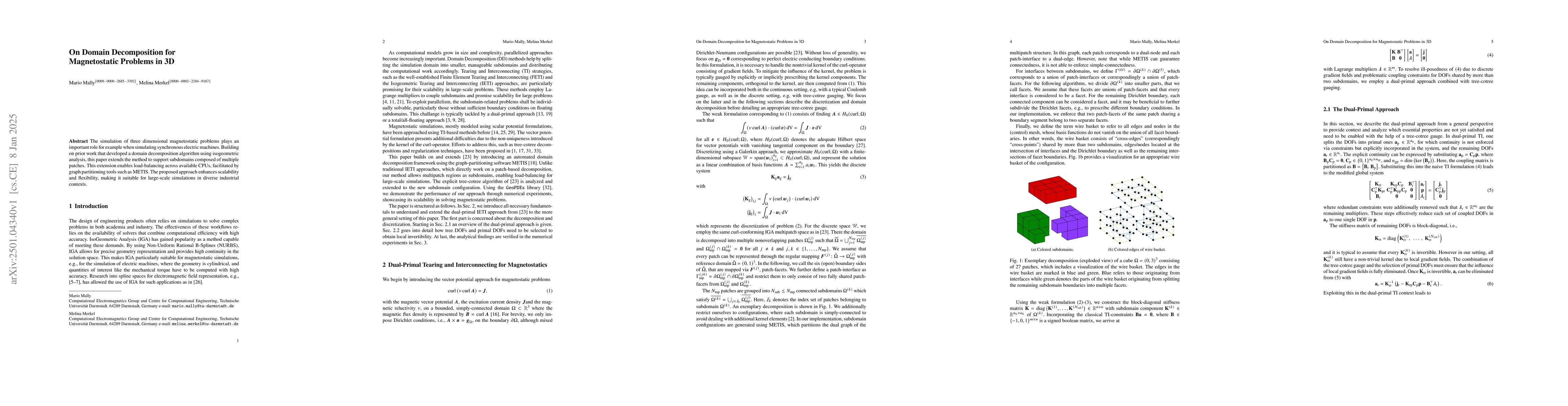 Thumbnail for On Domain Decomposition for Magnetostatic Problems in 3D