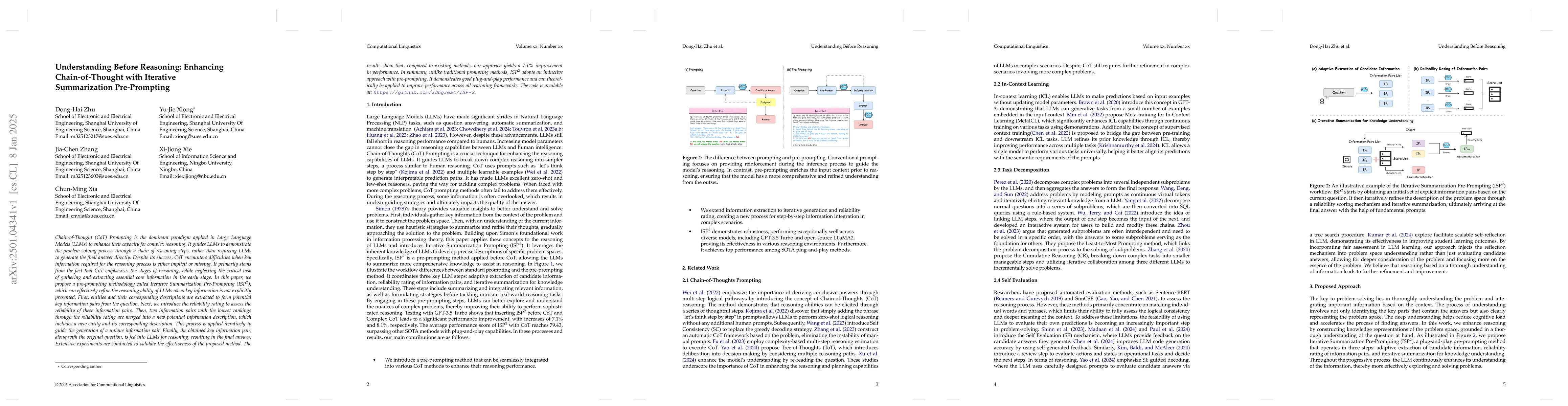 Thumbnail for Understanding Before Reasoning: Enhancing Chain-of-Thought with
  Iterative Summarization Pre-Prompting