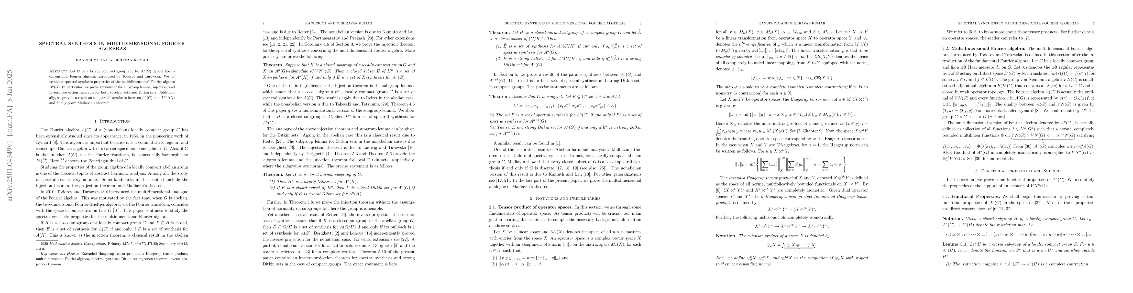 Thumbnail for Spectral synthesis in multidimensional Fourier algebras