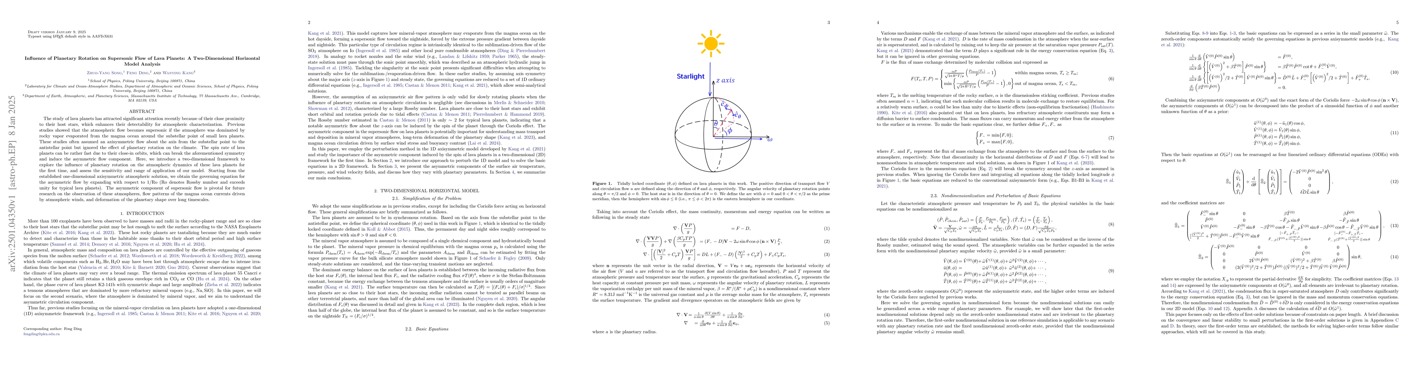 Thumbnail for Influence of Planetary Rotation on Supersonic Flow of Lava Planets: A
  Two-Dimensional Horizontal Model Analysis
