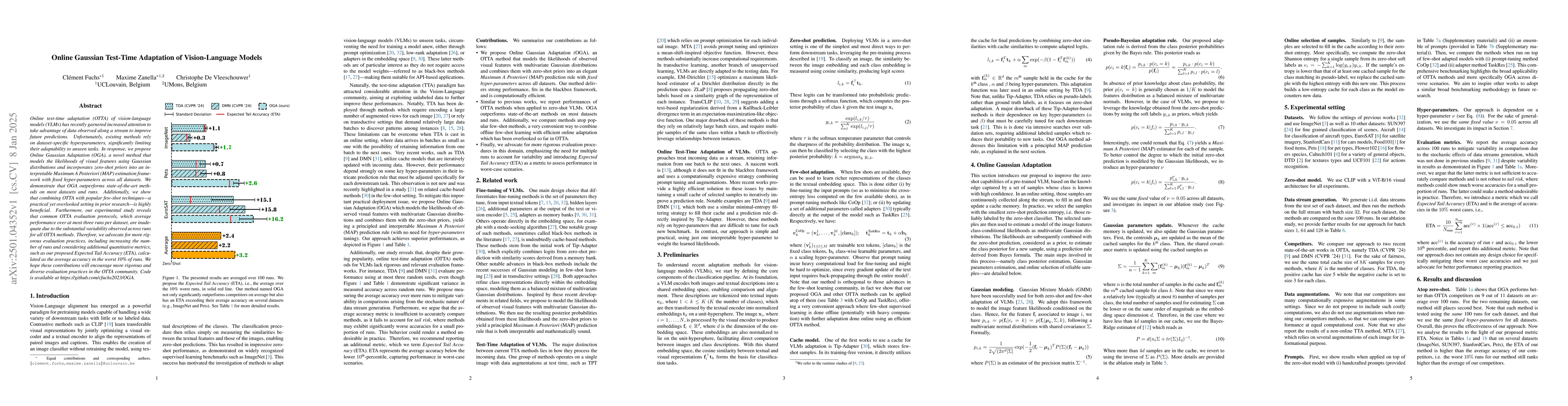 Thumbnail for Online Gaussian Test-Time Adaptation of Vision-Language Models