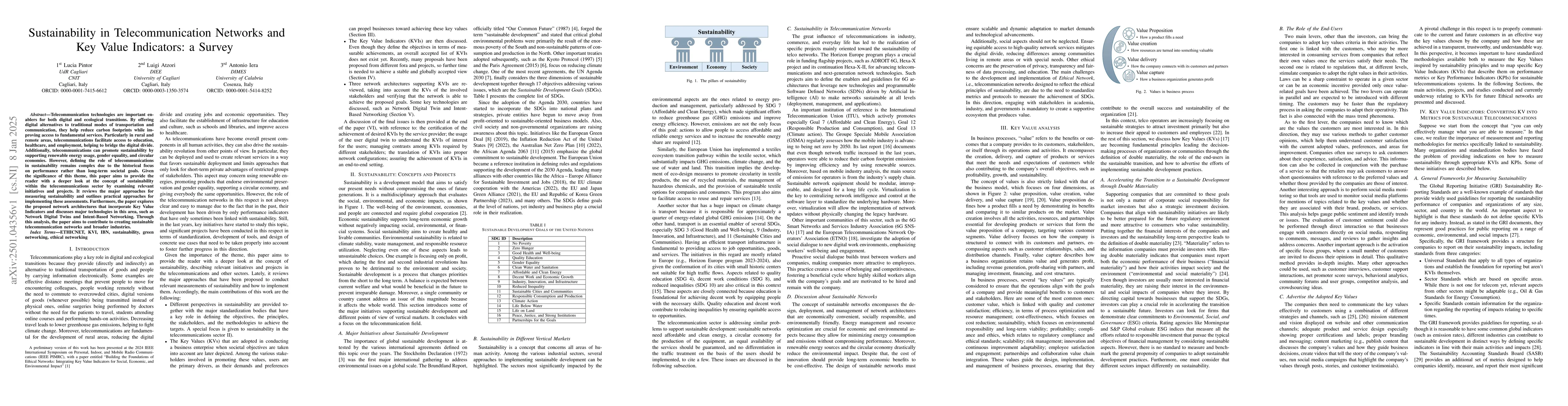 Thumbnail for Sustainability in Telecommunication Networks and Key Value Indicators: a
  Survey