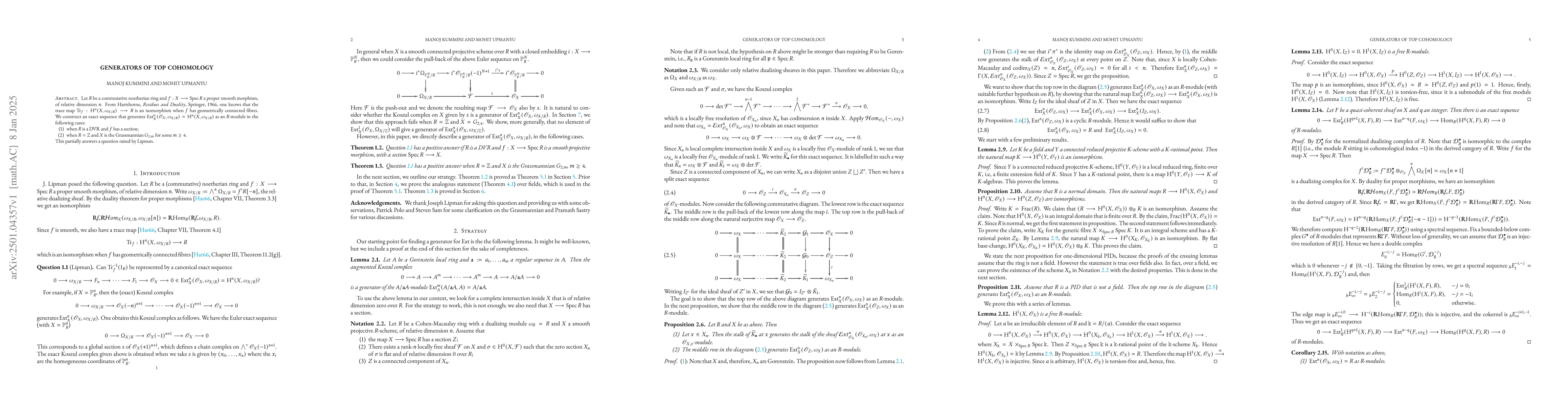 Thumbnail for Generators of top cohomology