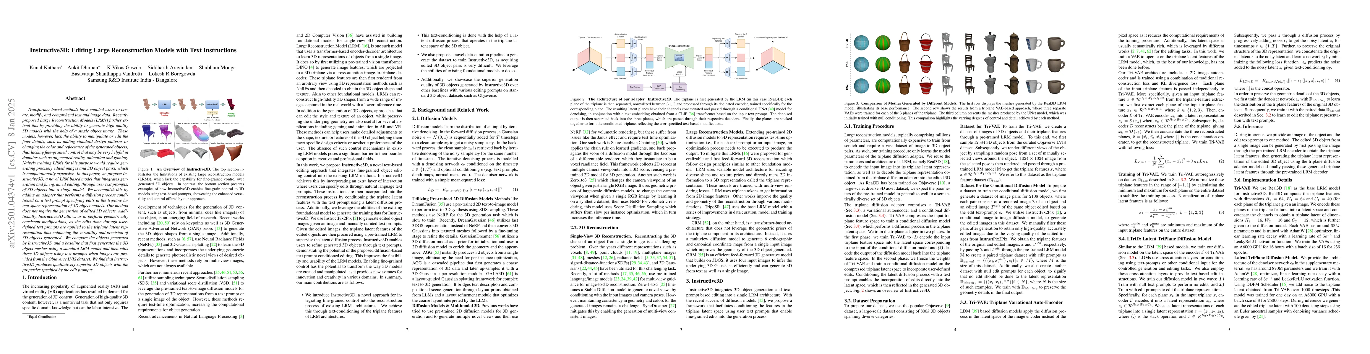 Thumbnail for Instructive3D: Editing Large Reconstruction Models with Text
  Instructions