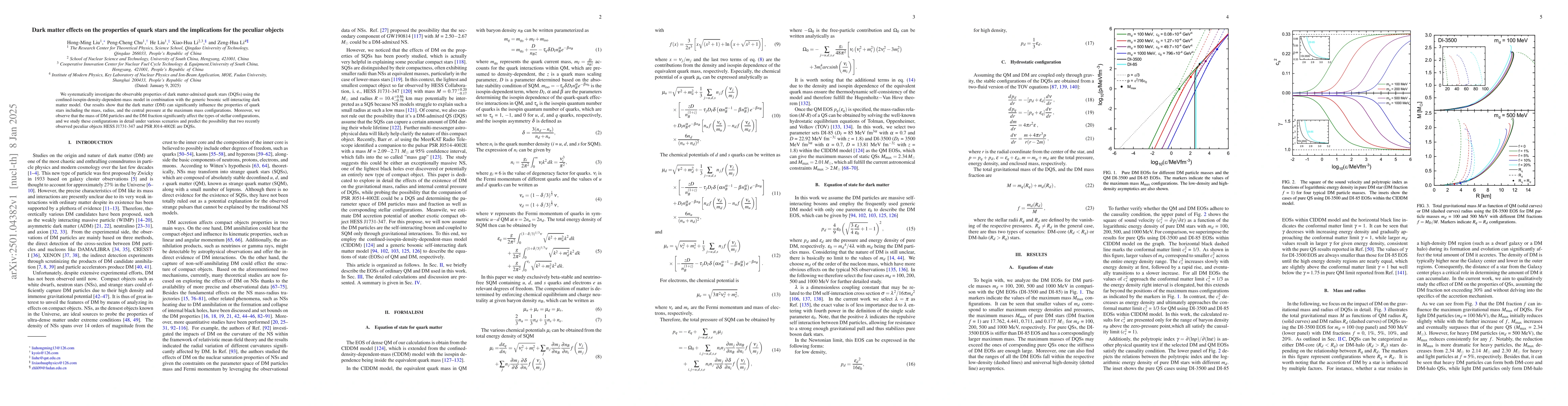 Thumbnail for Dark matter effects on the properties of quark stars and the
  implications for the peculiar objects