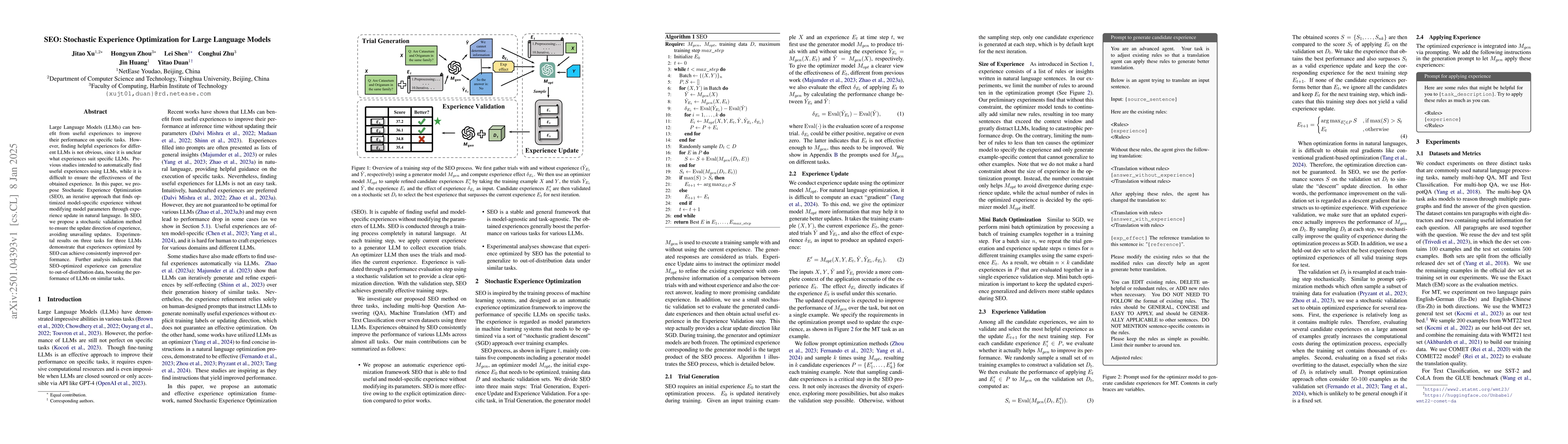 Thumbnail for SEO: Stochastic Experience Optimization for Large Language Models