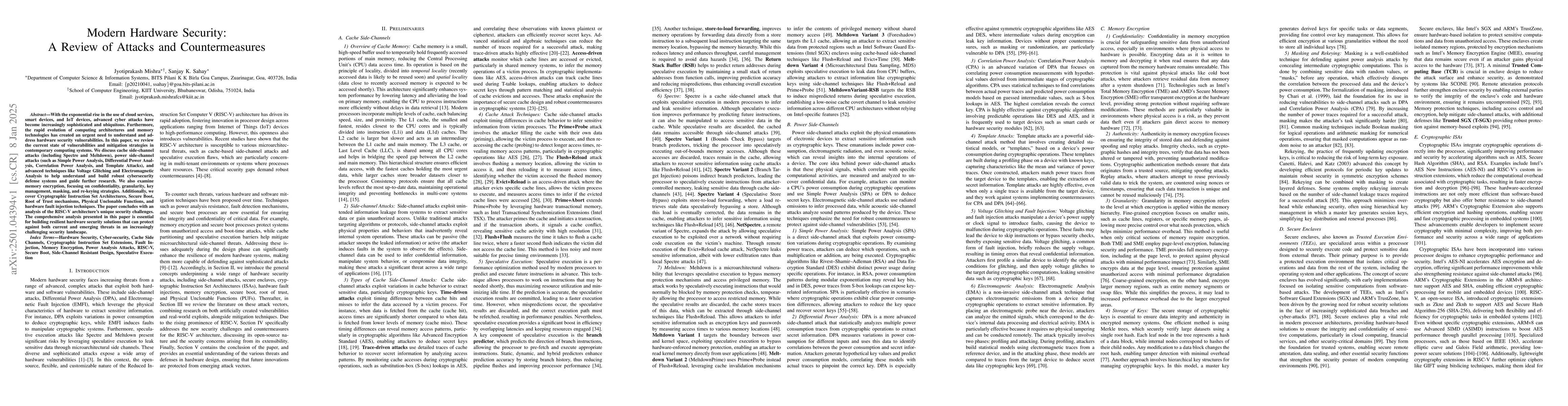 Thumbnail for Modern Hardware Security: A Review of Attacks and Countermeasures