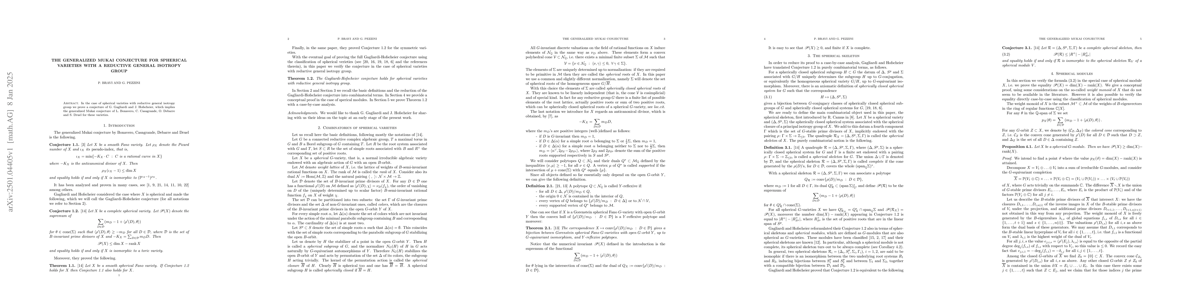 Thumbnail for The generalized Mukai conjecture for spherical varieties with a
  reductive general isotropy group