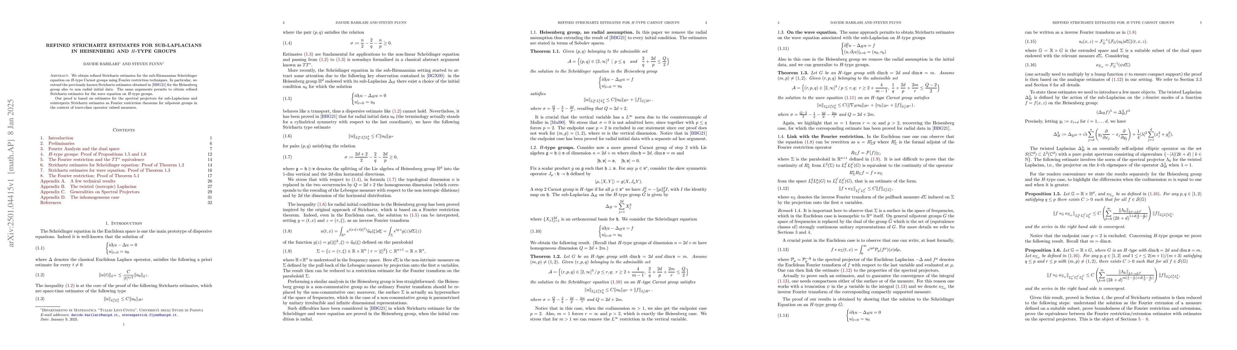 Thumbnail for Refined Strichartz Estimates for sub-Laplacians in Heisenberg and
  $H$-type groups