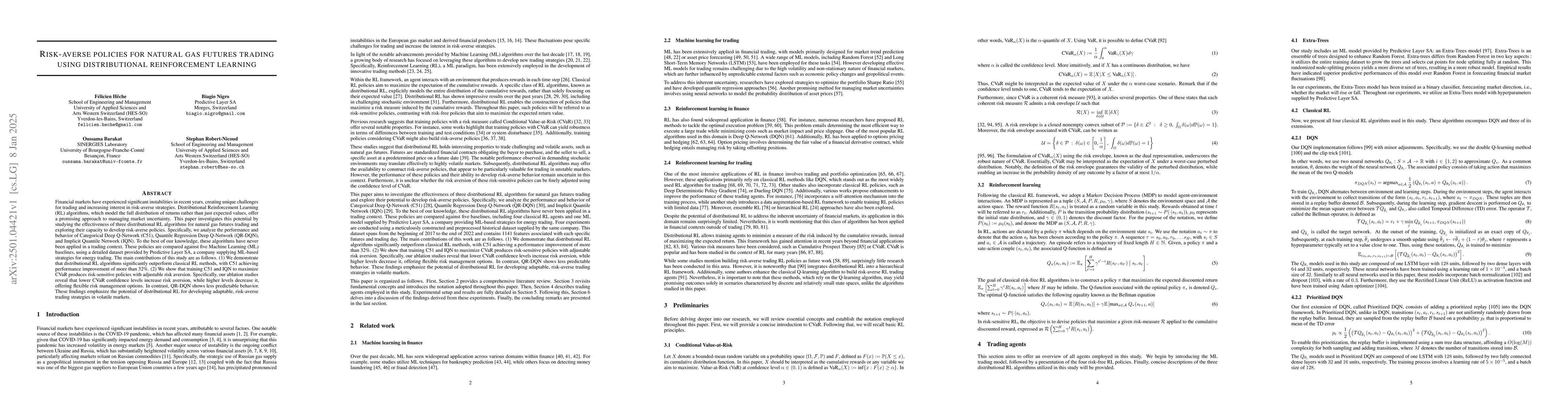 Thumbnail for Risk-averse policies for natural gas futures trading using
  distributional reinforcement learning