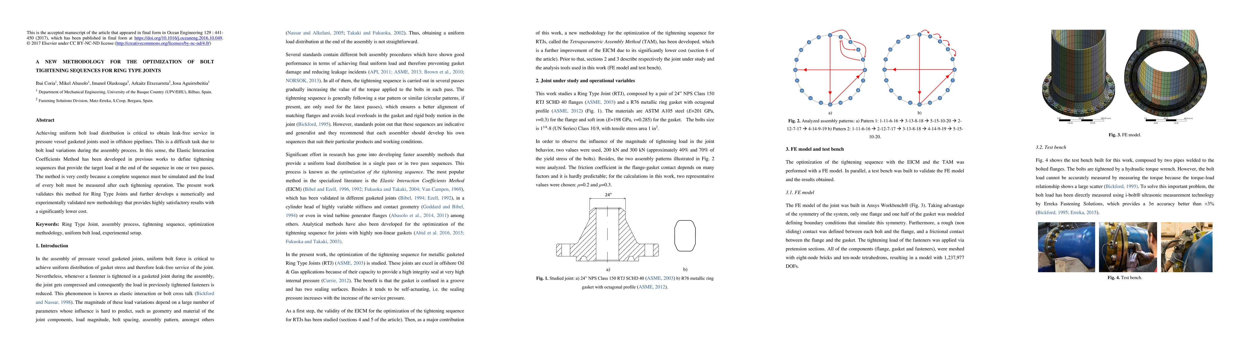 Thumbnail for A new methodology for the optimization of bolt tightening sequences for
  ring type joints