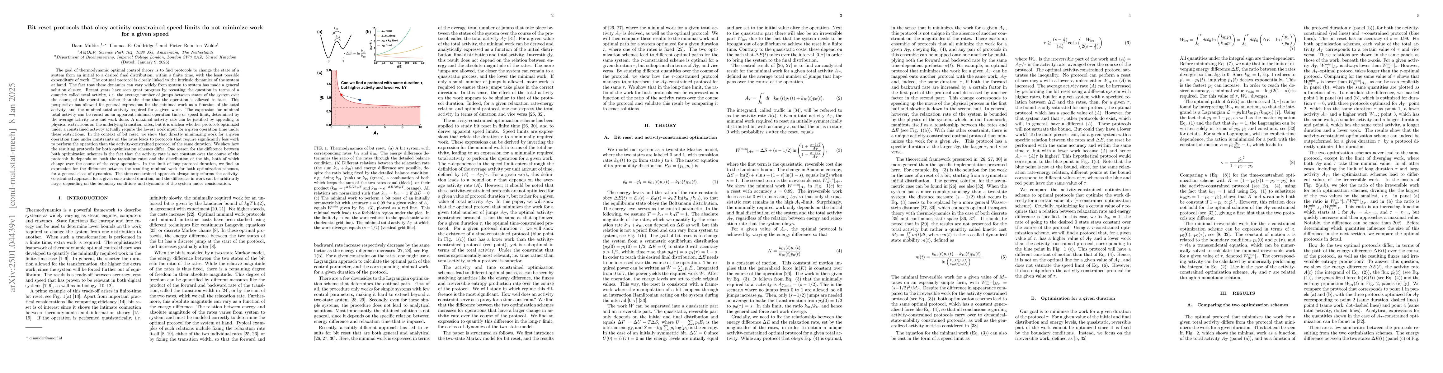 Thumbnail for Bit reset protocols that obey activity-constrained speed limits do not
  minimize work for a given speed
