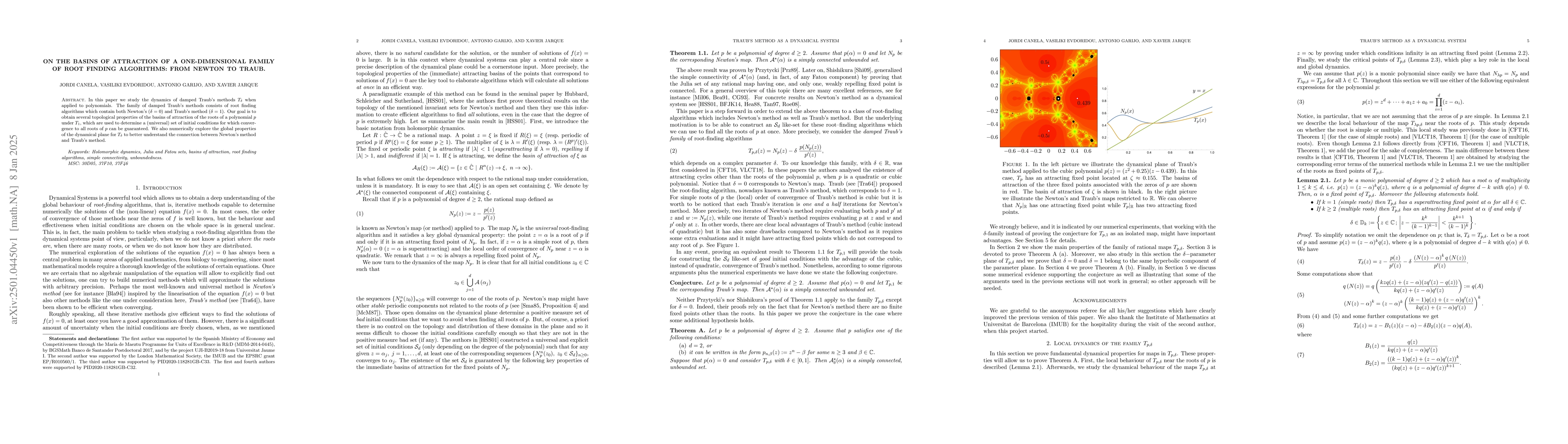 Thumbnail for On the basins of attraction of a one-dimensional family of root finding
  algorithms: from Newton to Traub