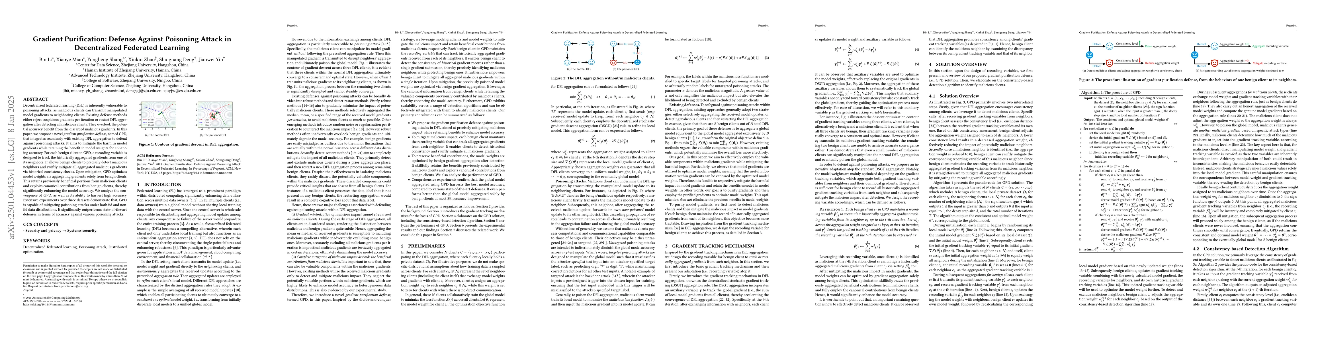 Thumbnail for Gradient Purification: Defense Against Poisoning Attack in Decentralized
  Federated Learning