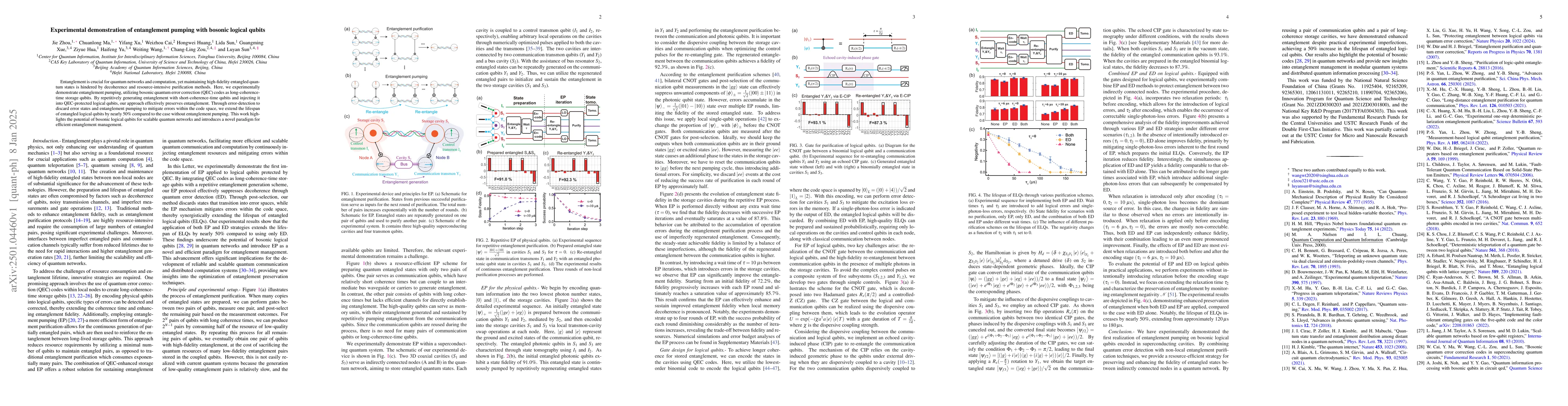 Thumbnail for Experimental demonstration of entanglement pumping with bosonic logical
  qubits