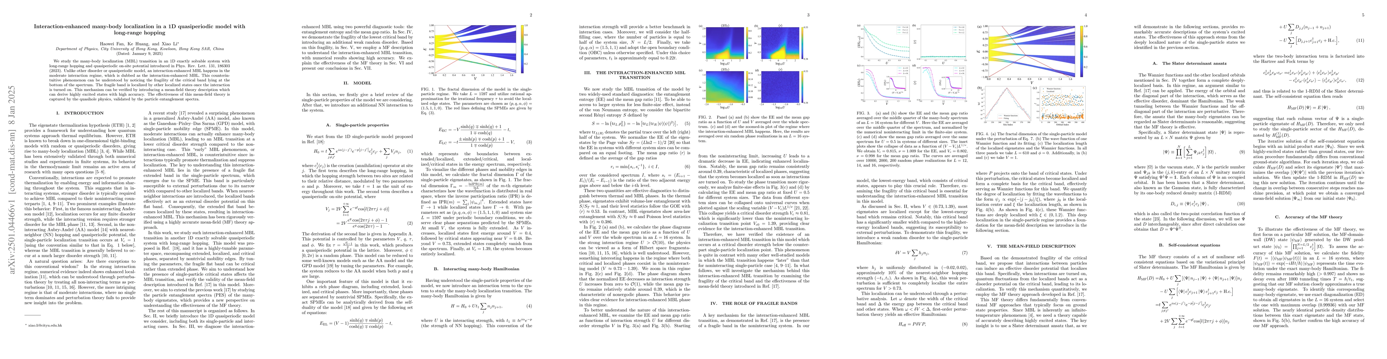Thumbnail for Interaction-enhanced many-body localization in a 1D quasiperiodic model
  with long-range hopping