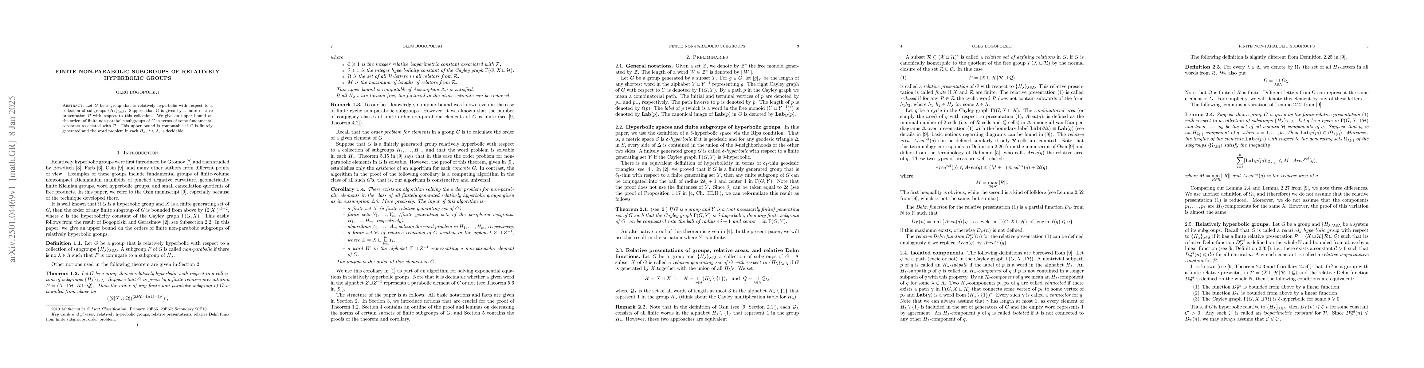 Thumbnail for Finite non-parabolic subgroups of relatively hyperbolic groups