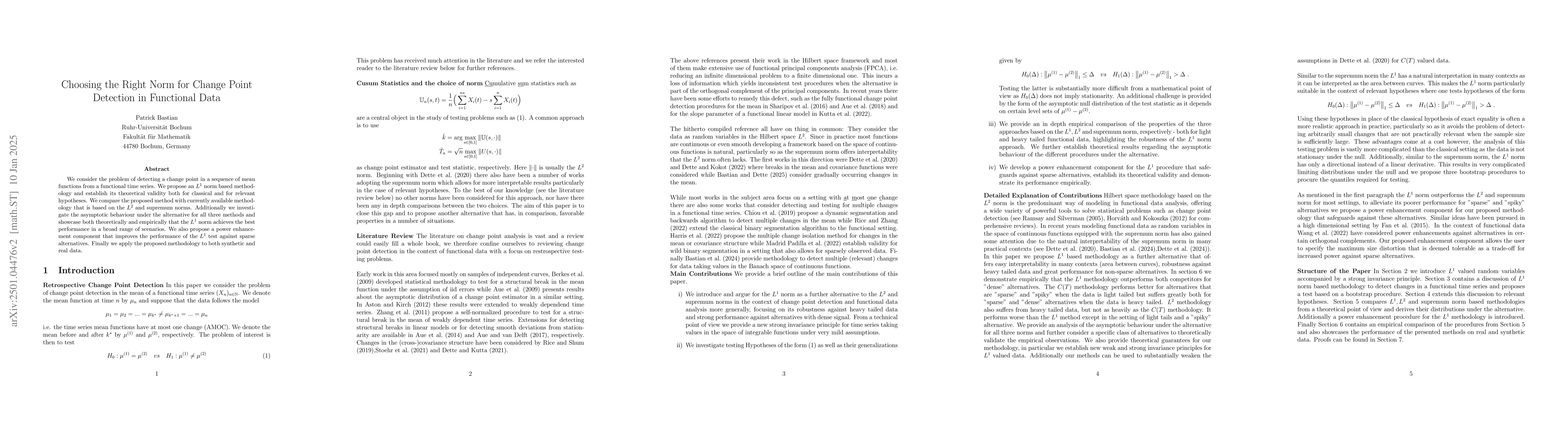 Thumbnail for Choosing the Right Norm for Change Point Detection in Functional Data