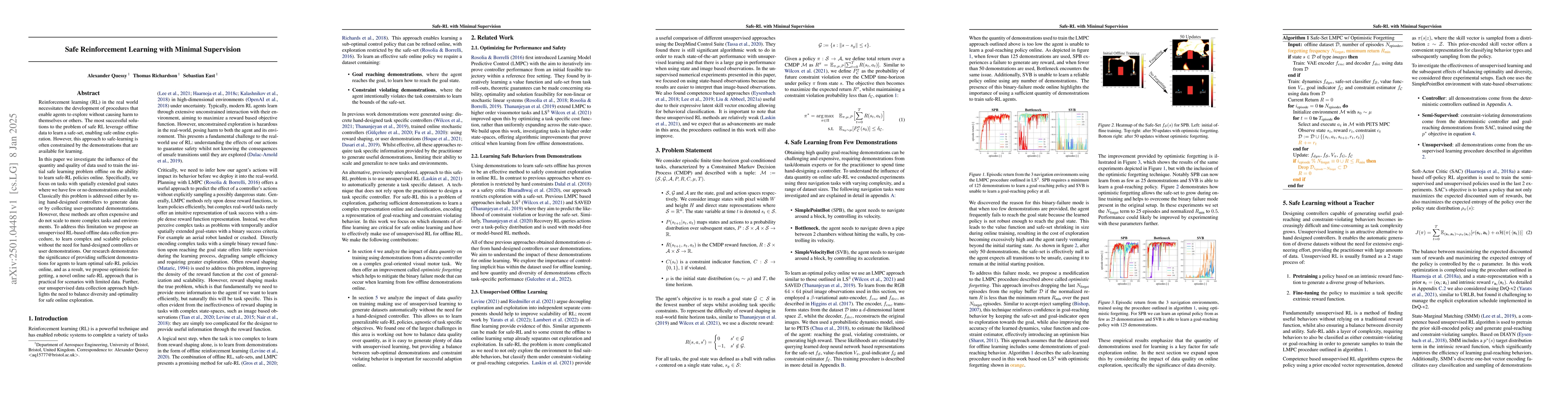 Thumbnail for Safe Reinforcement Learning with Minimal Supervision