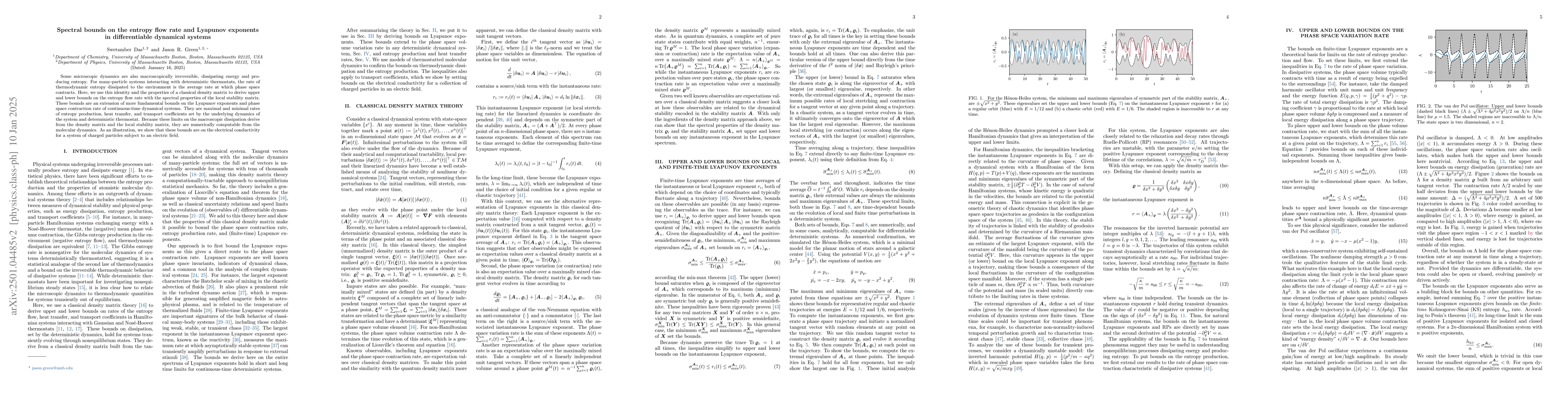 Thumbnail for Spectral bounds on the entropy flow rate and Lyapunov exponents in
  differentiable dynamical systems