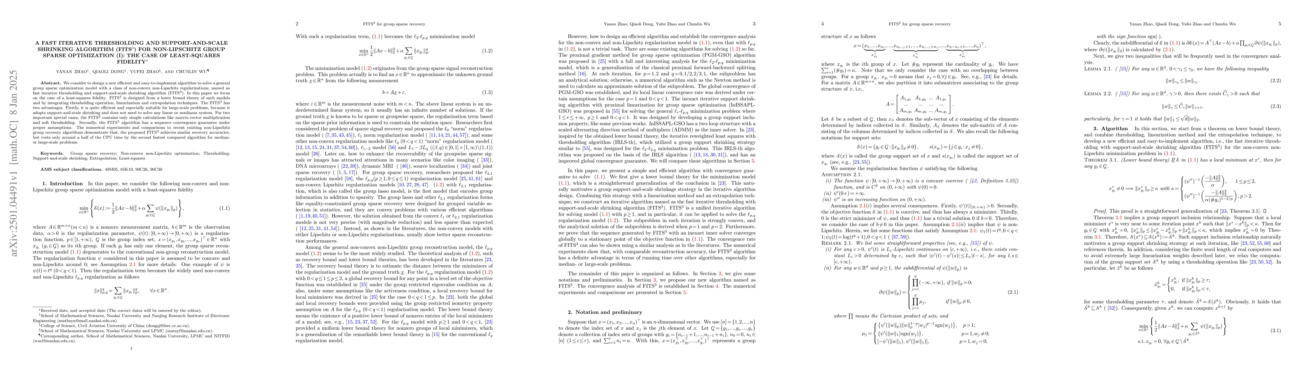 Thumbnail for A fast iterative thresholding and support-and-scale shrinking algorithm
  (fits3) for non-lipschitz group sparse optimization (i): the case of
  least-squares fidelity