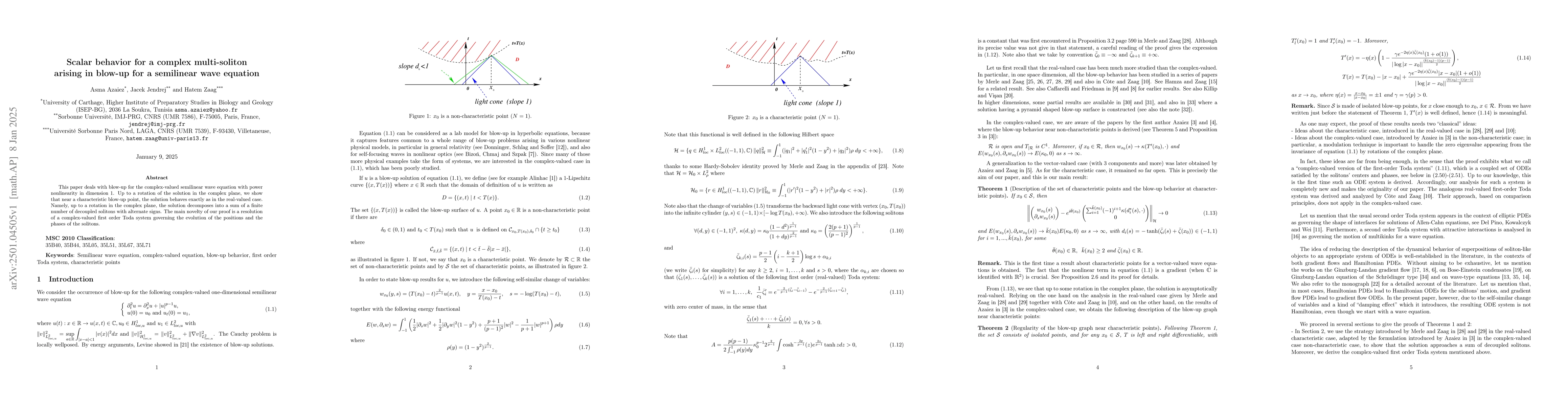 Thumbnail for Scalar behavior for a complex multi-soliton arising in blow-up for a
  semilinear wave equation