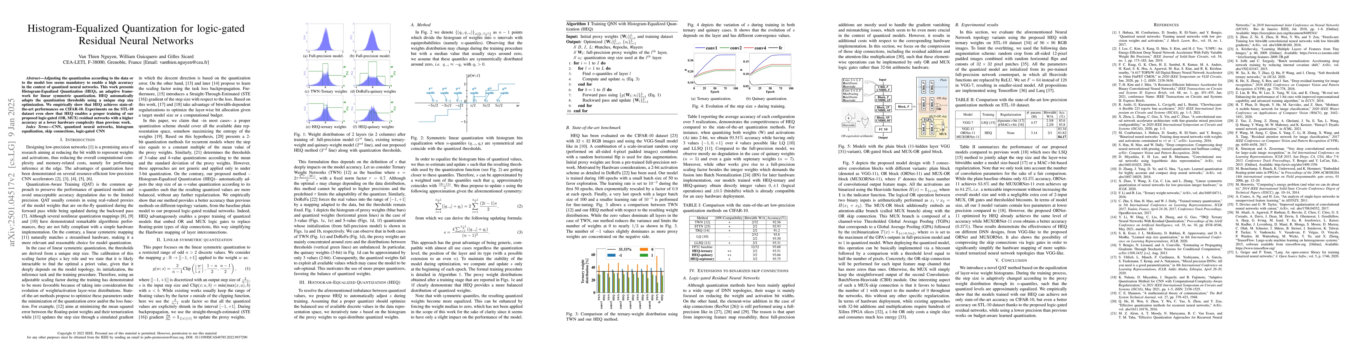 Thumbnail for Histogram-Equalized Quantization for logic-gated Residual Neural
  Networks
