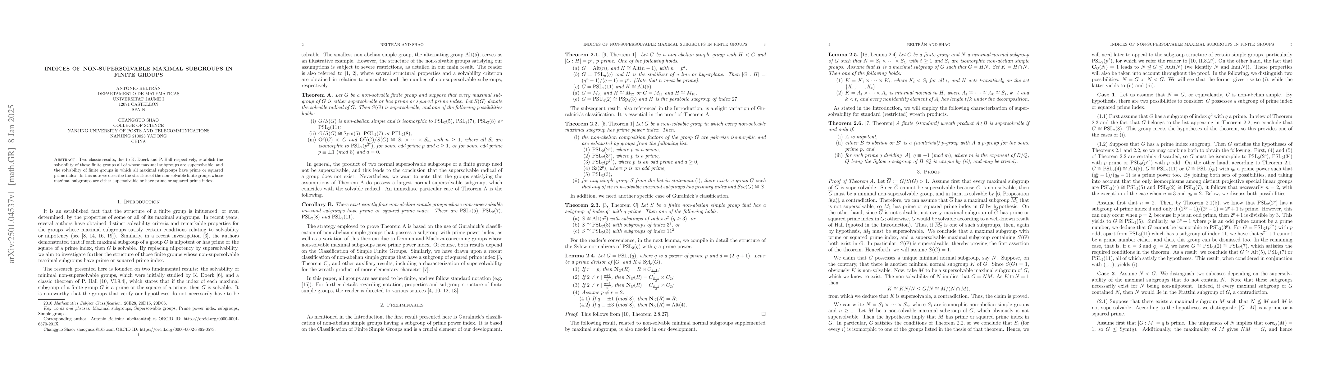 Thumbnail for Indices of non-supersolvable maximal subgroups in finite groups