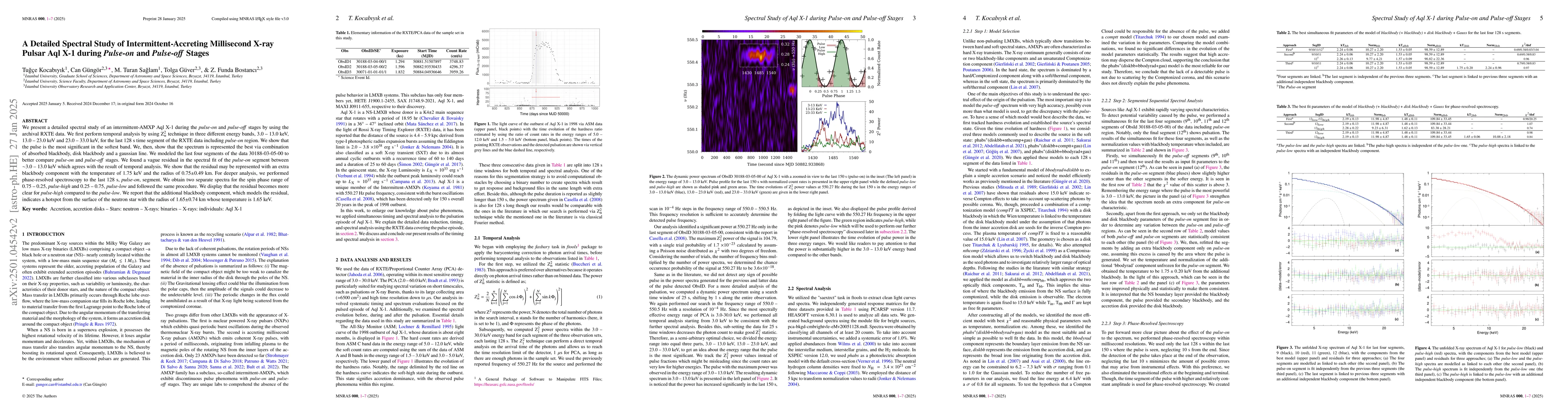 Thumbnail for Spectral Study of Aql~X-1 during \textit{Pulse-on} and
  \textit{Pulse-off} Stages