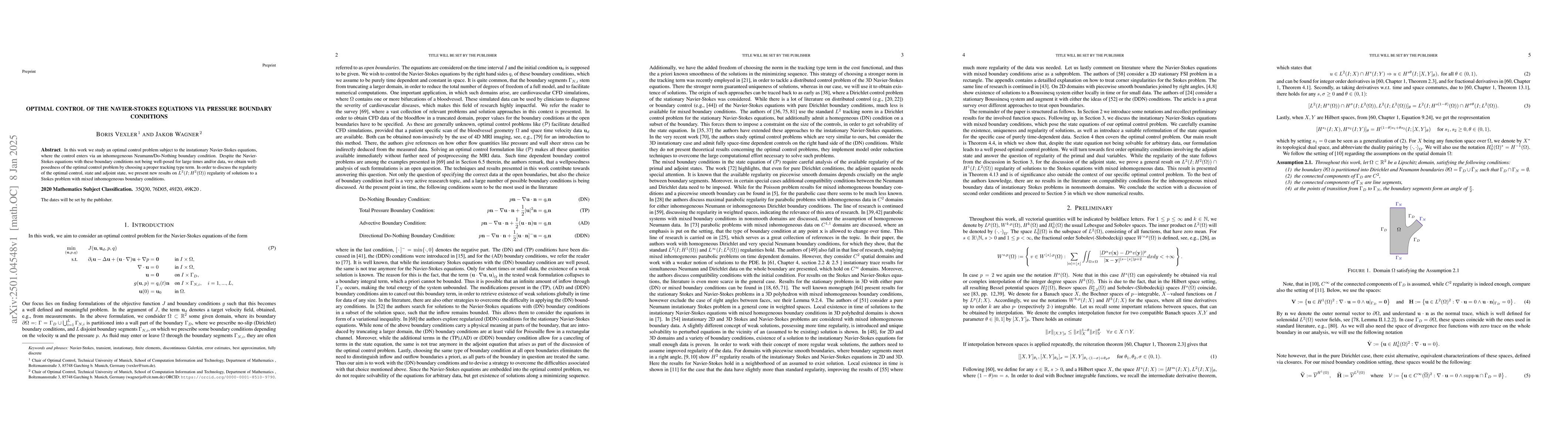 Thumbnail for Optimal Control of the Navier-Stokes equations via Pressure Boundary
  Conditions