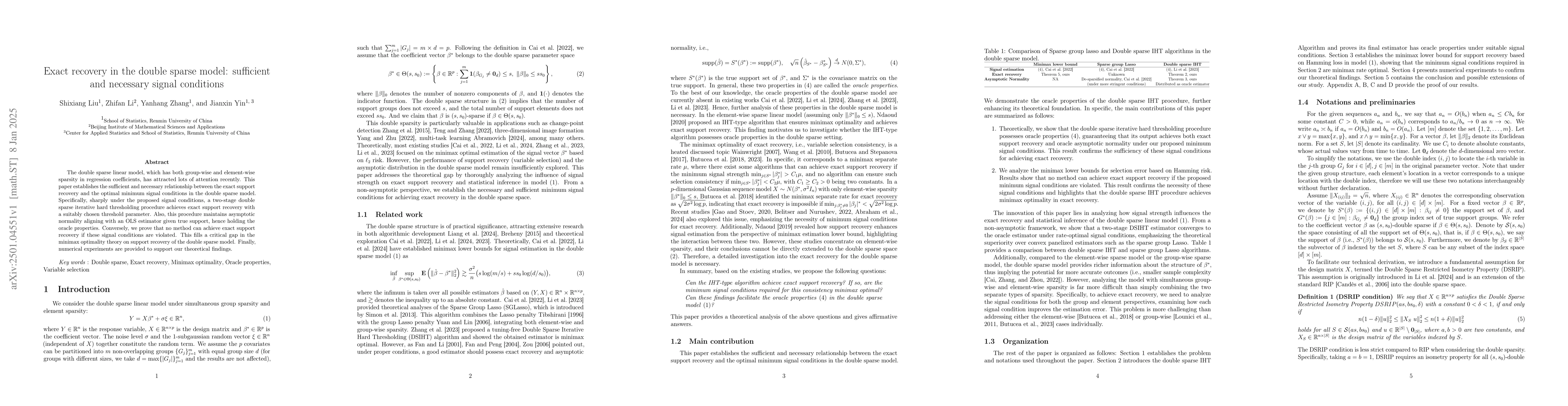 Thumbnail for Exact recovery in the double sparse model: sufficient and necessary
  signal conditions