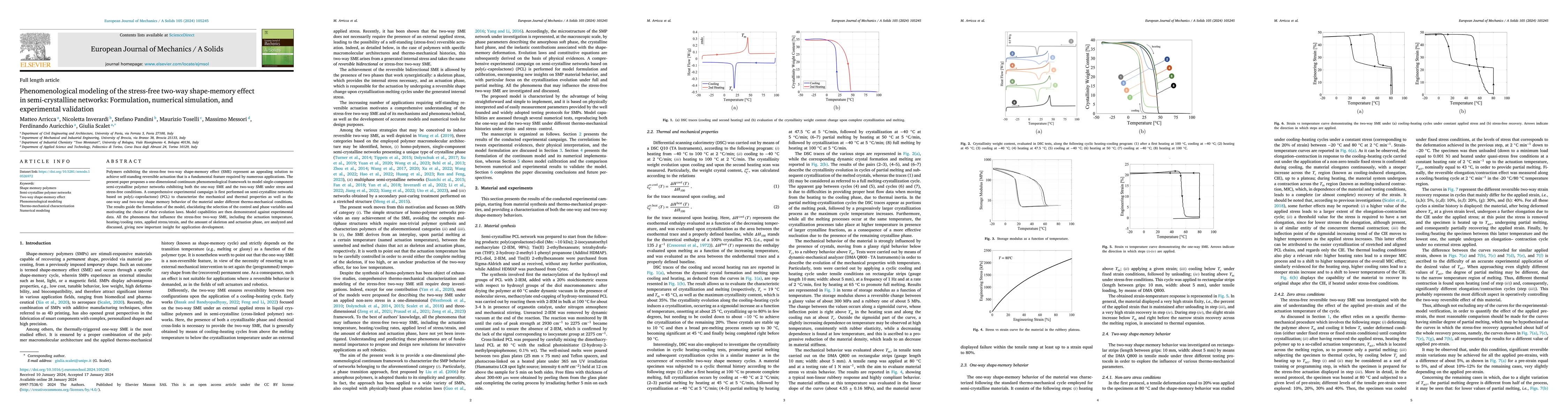 Thumbnail for Phenomenological modeling of the stress-free two-way shape-memory effect
  in semi-crystalline networks: Formulation, numerical simulation, and
  experimental validation
