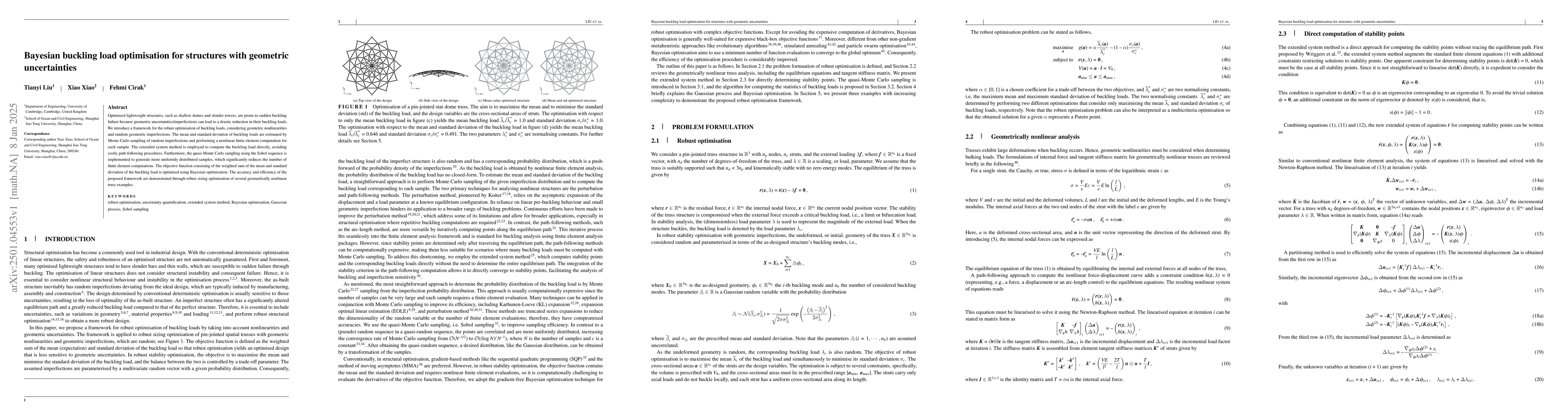 Thumbnail for Bayesian buckling load optimisation for structures with geometric
  uncertainties