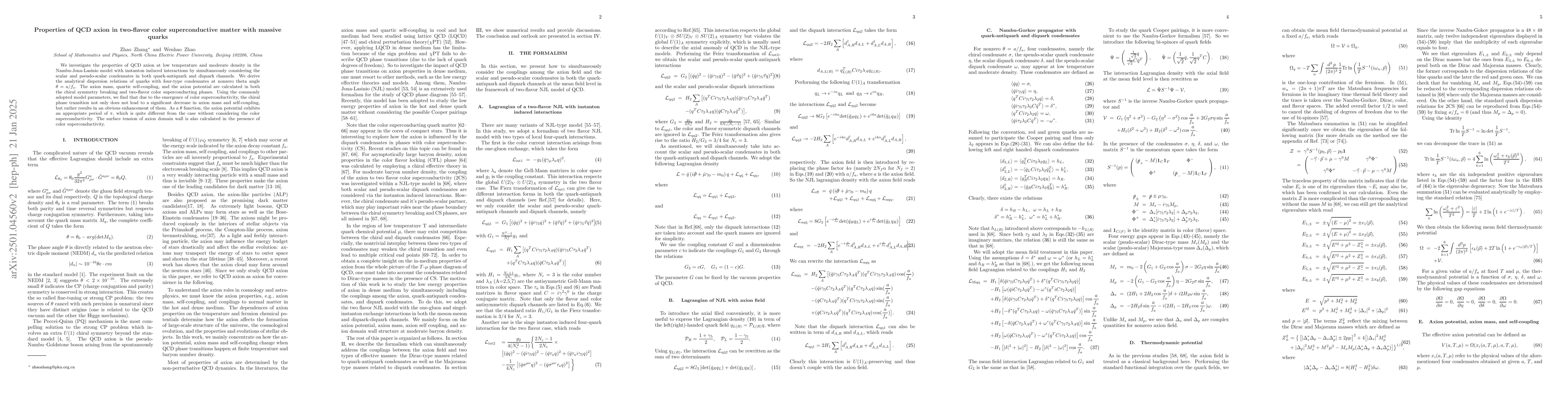 Thumbnail for Properties of QCD axion in two-flavor color superconductive matter with
  massive quarks